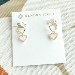 Kendra Scott Ari Heart Huggie Earrings | Gold | Rose Quartz